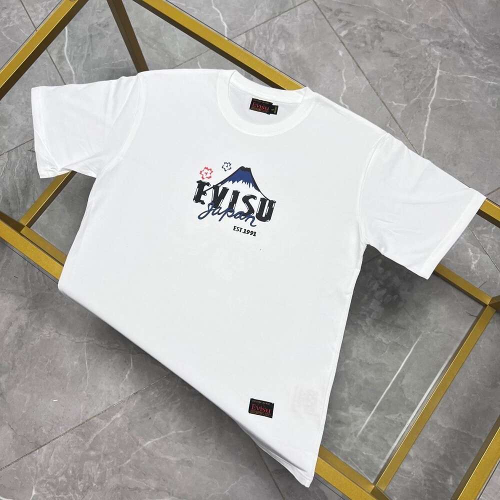 Hög version Spring/Summer Blessing God New Trendy Brand Men's Snow Mountain Damo Tryckt mönster Rund hals Kort ärm T-shirt för män och kvinnor 448155