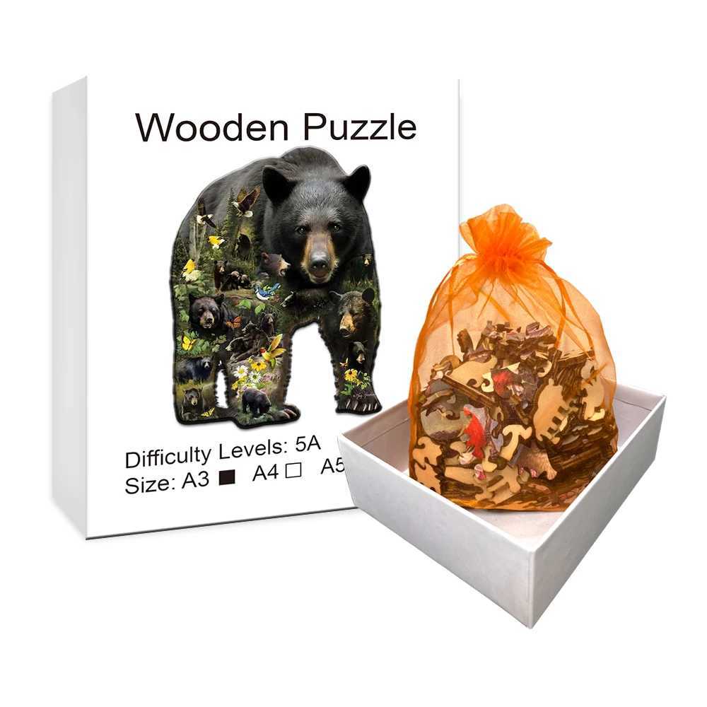 3D Puzzles Delight Kids And Adults With This Creative Black Bear House Puzzle - Perfect Birthday Gift! 240419