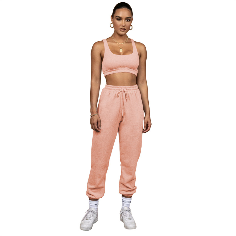 Kadın Trailtsits Kadın Tank Top Pantolon İki Parça Set Kadın Spor Fitness Koşu Takım Jogging Giysileri Katı Yelek Sweatpants Setleri