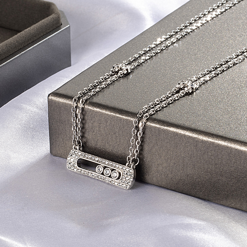 Silber 925 Halskette für Frauen Luxus Doppelkette Halskette Armband Mode Schmuck für Frauen Sommerdatum Accessoires