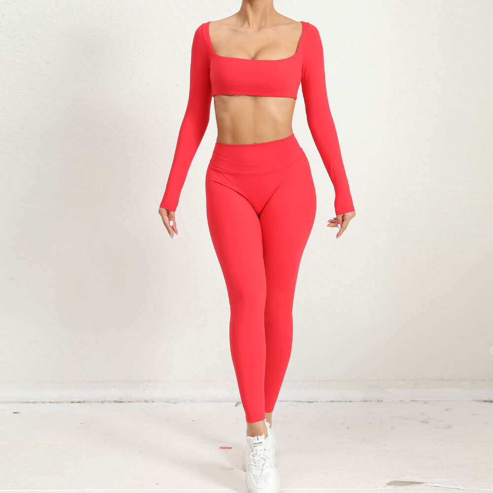 Set Lu Yoga Align Winter Sport Two Piece Sportwear Suit Workout Clothes for Women Outfit Fiess Long Sleeve Top wear Lemon Gym Running Work