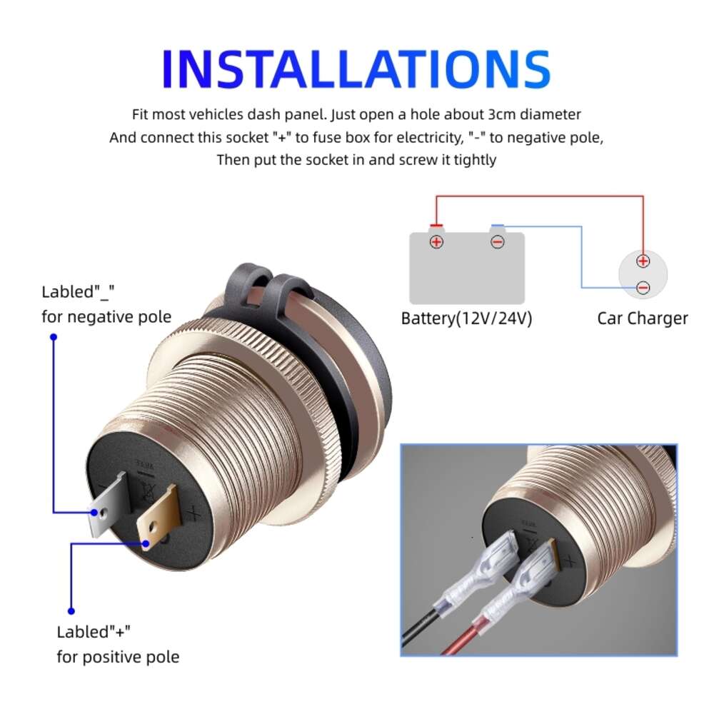 جديد 12V مدمج USB Outlet 3.0 Socket USB C Super Adapter Outlet Fast Charging for F30 F10 F20 E39 Accessories