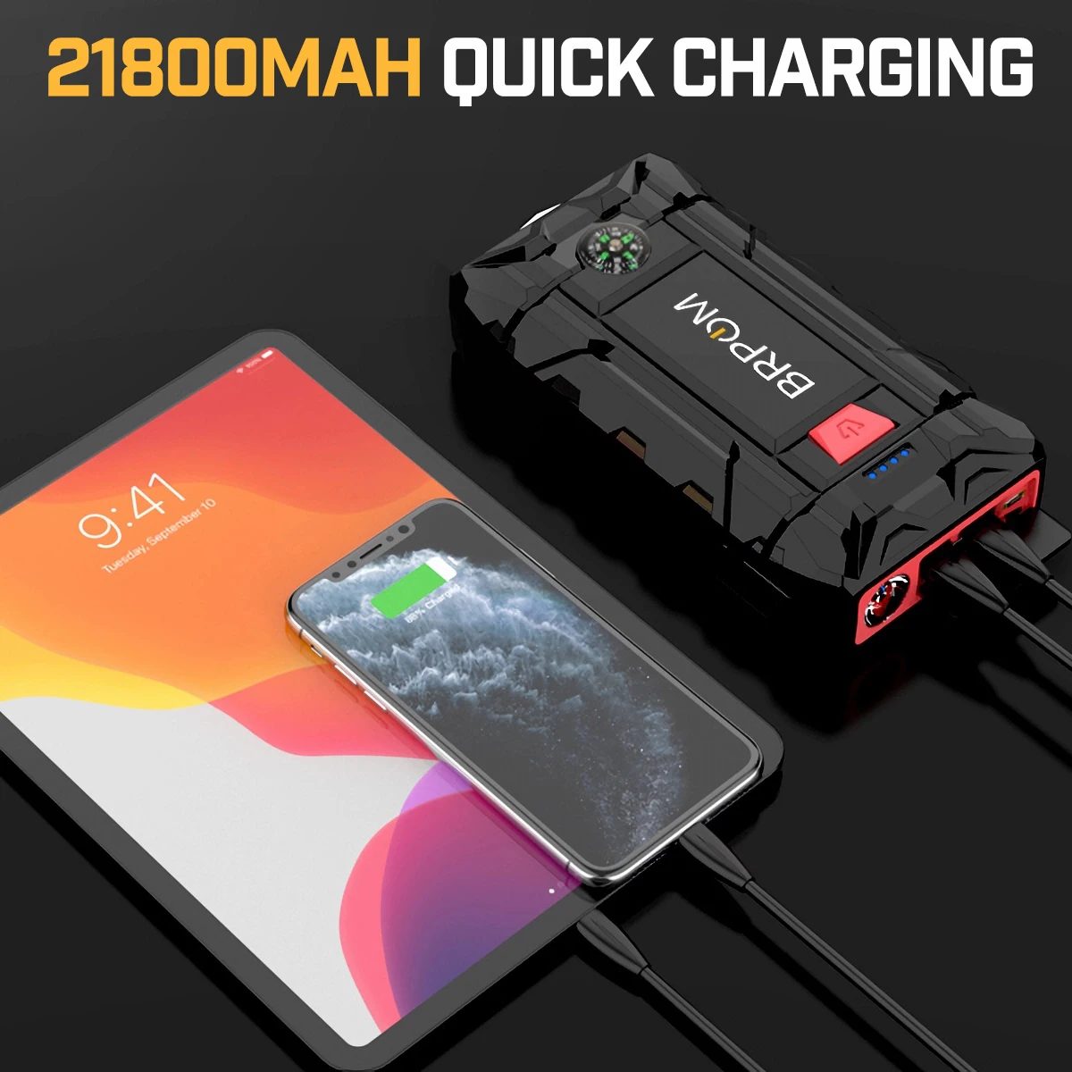 21800mAh Car Jump Starter Power Bank Car Booster Charger 12V Portable Battery Starter With EVA Bag