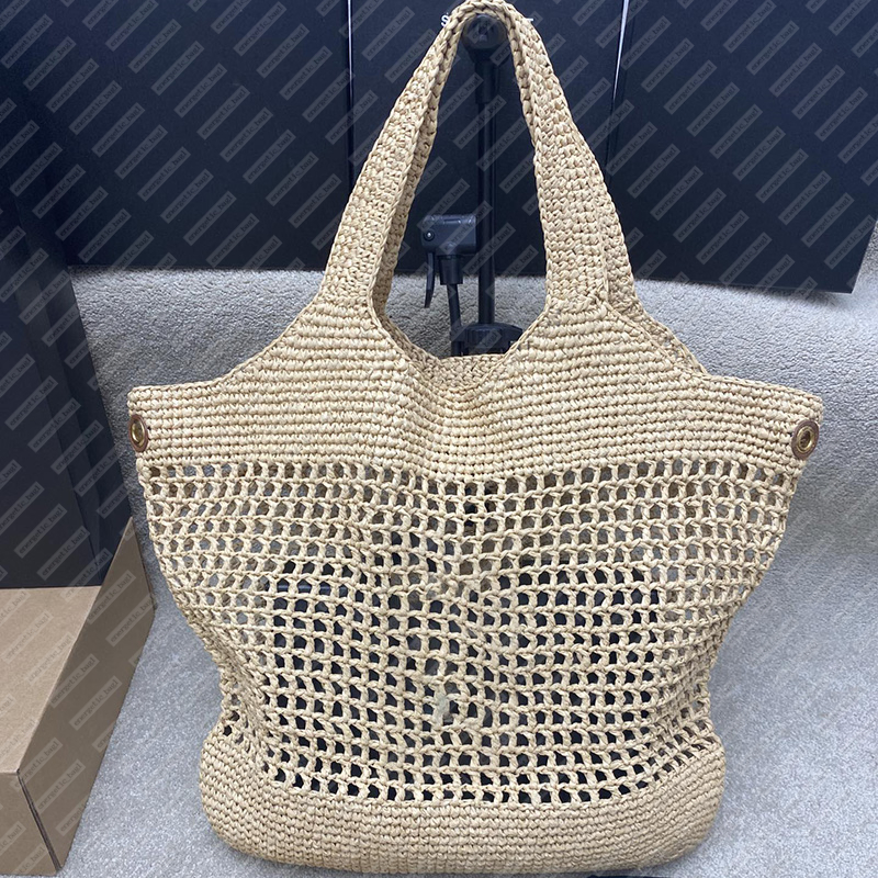 Vävd shoppingväska toppkvalitet designer väskor mode strandväska vävd lafite gräs handväska guld axel väska 1: 1 kvalitet underarmsäck avslappnad semester tygväska kvinnor väska
