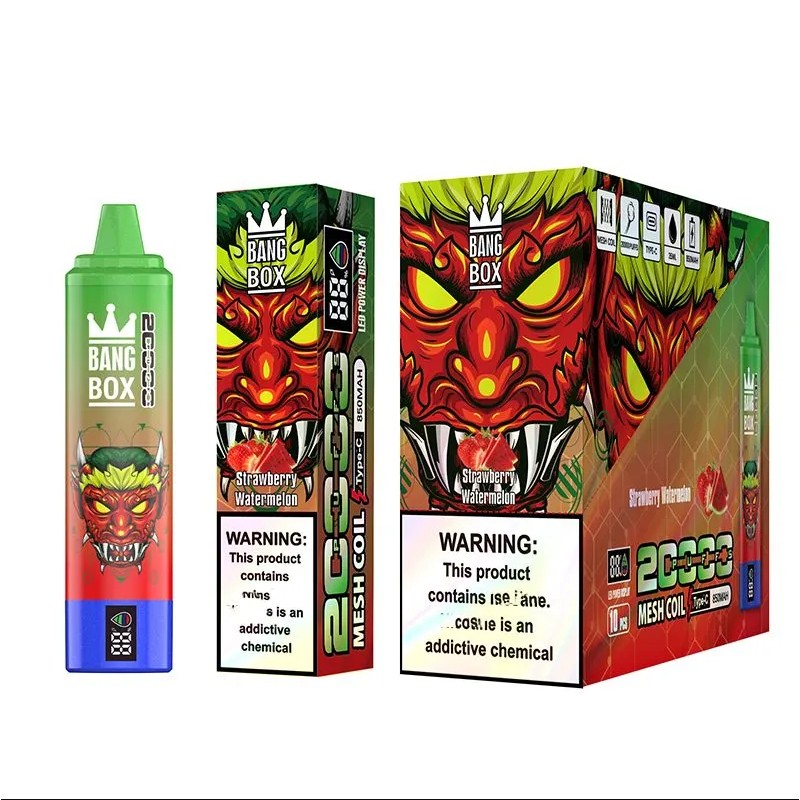 Bang Box 20000 Puff 20K Puff Ujeżdżalne do ładowania Vape Empinettes Cewka siatkowa 35 ml e-liquid 0%2%3%5%jednorazowe elektroniczne wyświetlanie papierosów Inteligentne