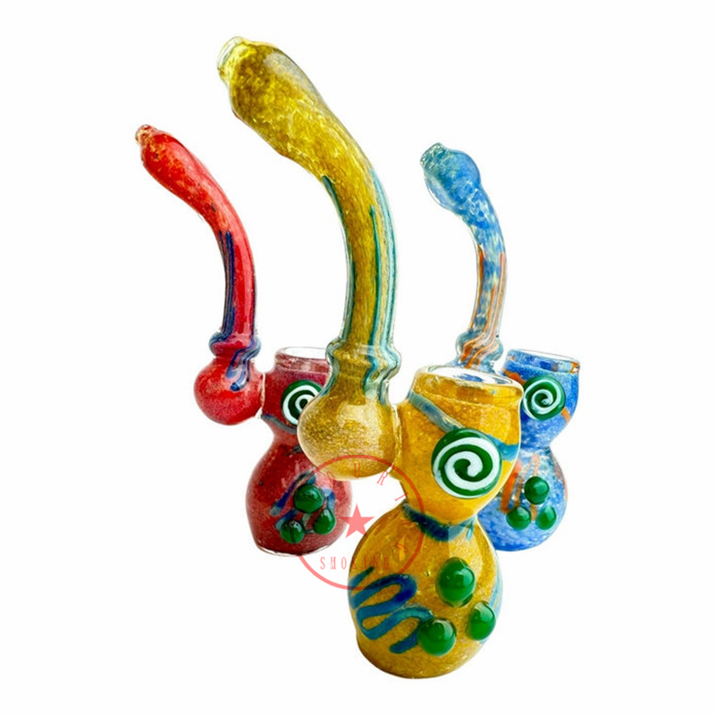 Färgglada Pyrex tjockt glas bong platt munhoppning shisha rökning vattenrör bubbler rör filtrera ört tobaksoljerigor skål bärbar design cigaretthållare dhl