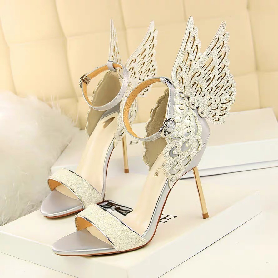 Sofia Webster Sapatos Evangeline Angel Wing Sandals High Sandals Sandals Couro Flash Sapatos femininos Sandálias Butterfly Gladiador de verão Gladiador