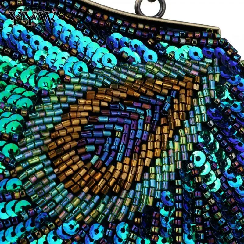 Clutches Vintage Peacock Style Femmes Sequin Evenin Embrayer Sac Sac Bolsas Mujer pour Banquet Wedding Party Nouveau Arrivée