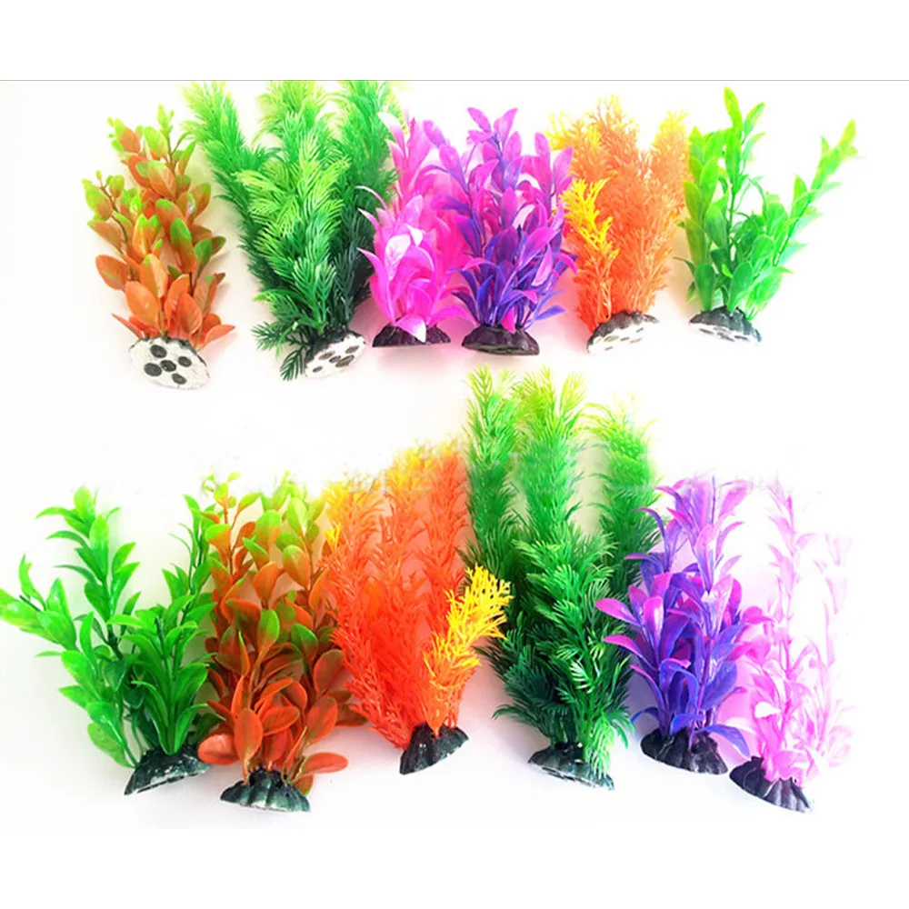 Akvarier 6st Fish Tank Plastic Water Grass Artificial Aquatic Plants Aquarium Bottom Landscape Ornament Accessories