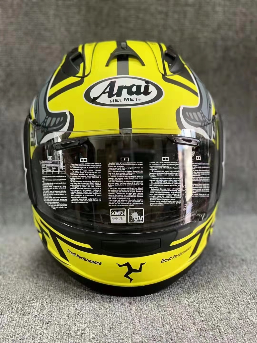 Arai Rx7x Isle of Man TT IOM Yellow Full Face Helmet Off Road Racing Motocross Motorcykelhjälm