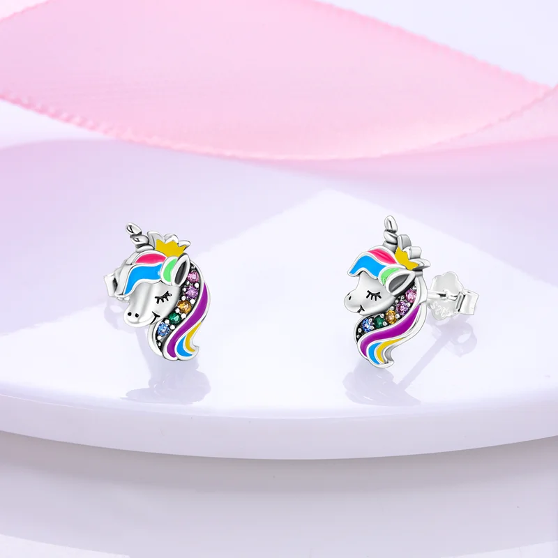 Authentic fit women earrings charms charm Butterfly Zircon Earrings Rose Flower Stud Heart Print Animal