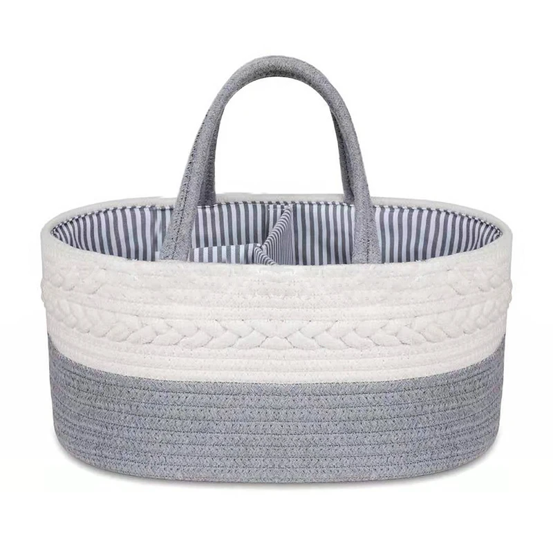 Bags Baby Diaper Caddy Organizer 100% Cotton Canvas Stylish Rope Nursery Storage Bin Large Portable Tote Bag Daily Travel