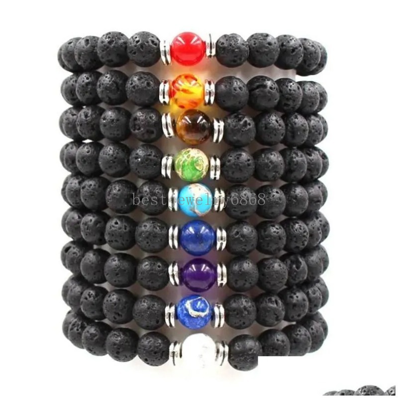 Kralen lava rotssteen kralen armband chakra charme natuurlijke essentiële oliediffuser kralen ketting voor vrouwen mannen mode ambachten sieraden