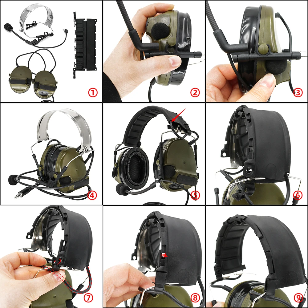 Tillbehör TACSKY COMTAC III Taktiska hörlurar utomhusjakt Airsoft Sports Noise Refiling Pickup Headset med Rac Kenwood Plug PTT