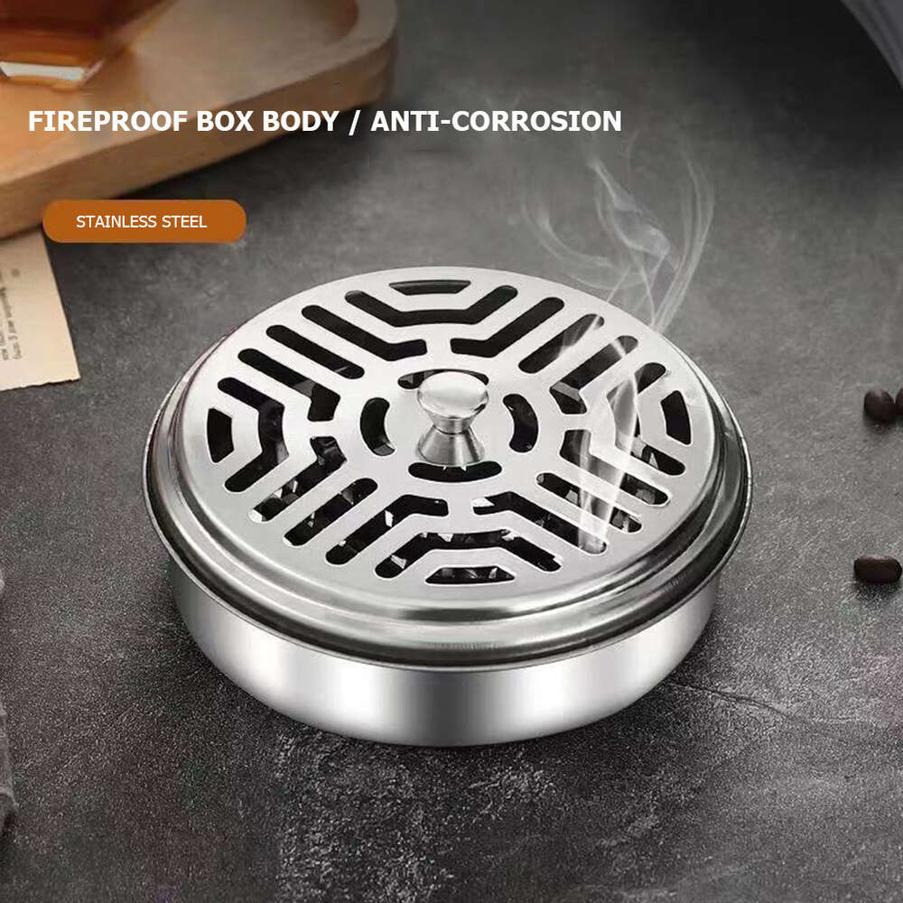 New 1-Box Spiral With Lid Metal Mosquito Sandalwood Holder Incense Coil Burner
