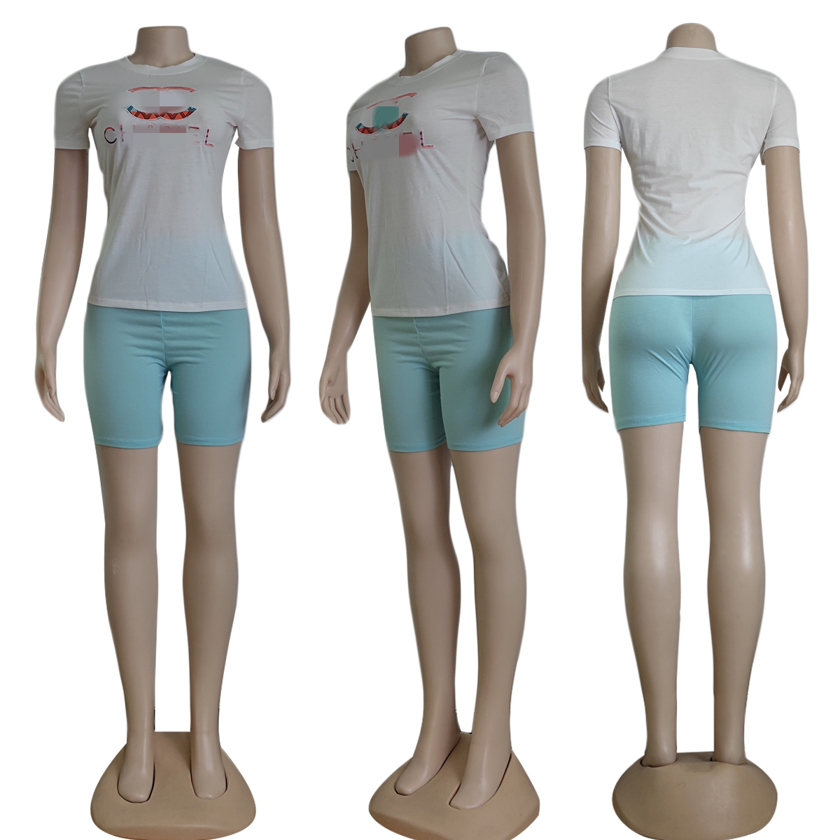 デザイナートラックスーツ2ピースパンツ女性カジュアルスリムTシャツとショーツ衣装無料船