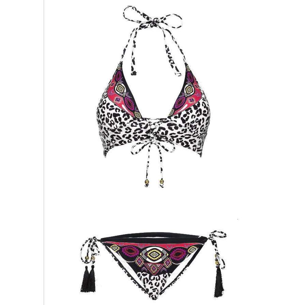 New Bikini Leopard Print Swimwear Split System Rope Beach Bikini