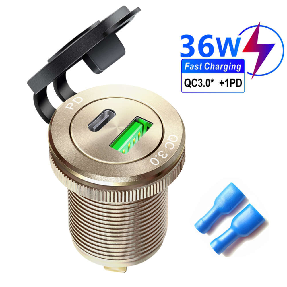 New Usb A 12v-24v Car Socket for Quick Charge PD 3.0 Car Charger Outlet Socket for Motorcycle Boat Marine Truck