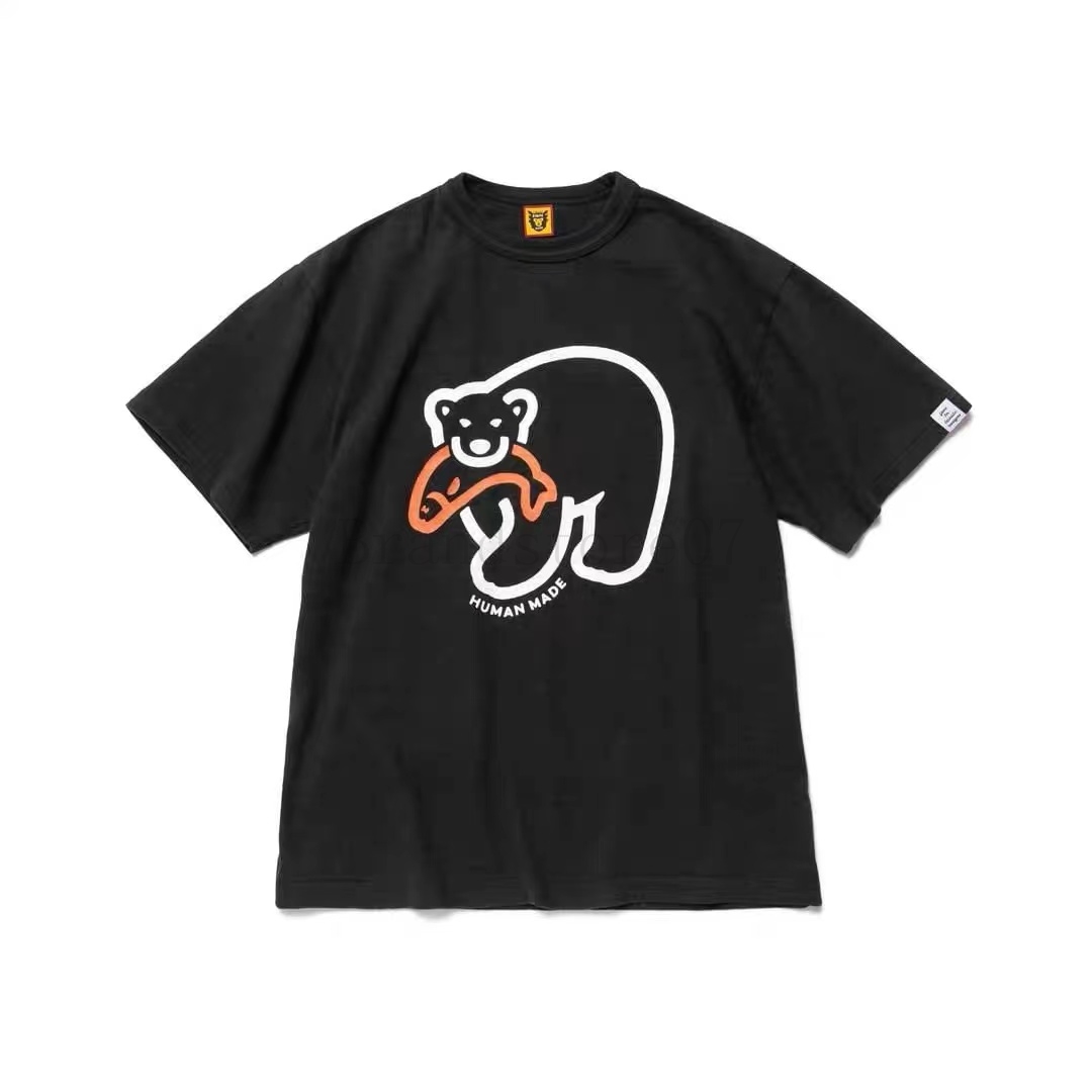 Fashion Trends top human made Brand Men's Women's T-Shirts Cartoon Tiger Flying Duck Panda Slub Cotton Short Sleeved tees