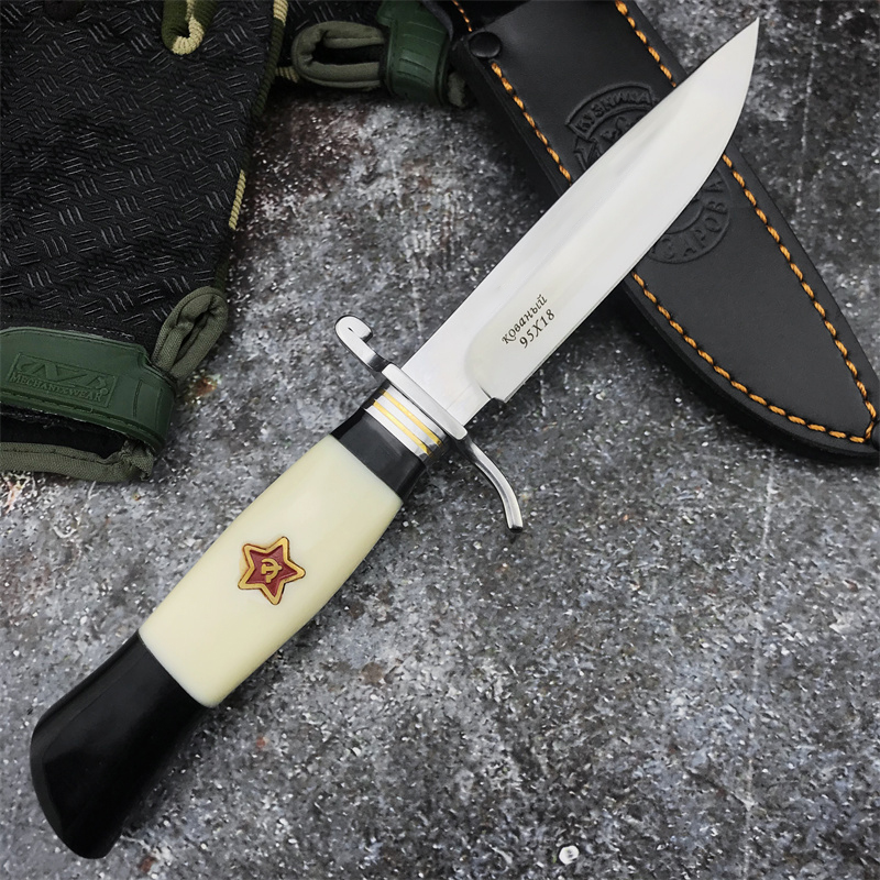 Russe finka nkvd chasse le couteau à lame fixe couteau de survie des couteaux de survie EDC Camping Military Couteau multifonction outil tactique Bushcraft Outdoor Auto-défense Couteau