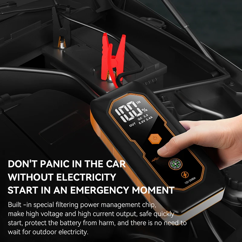 12000mAh bilhoppstarter Jumpstarter Power Bank Emergency Start Device Car Battery Booster