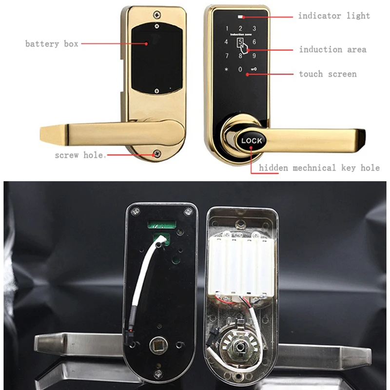 Kontrola TTLOCK Bluetooth Smart Wooden Door Lock Swing Digita Lock Smart Keypad MECHANICAL KLUCZ 13.56 MHz IC Blokada Dynamiczne zamek