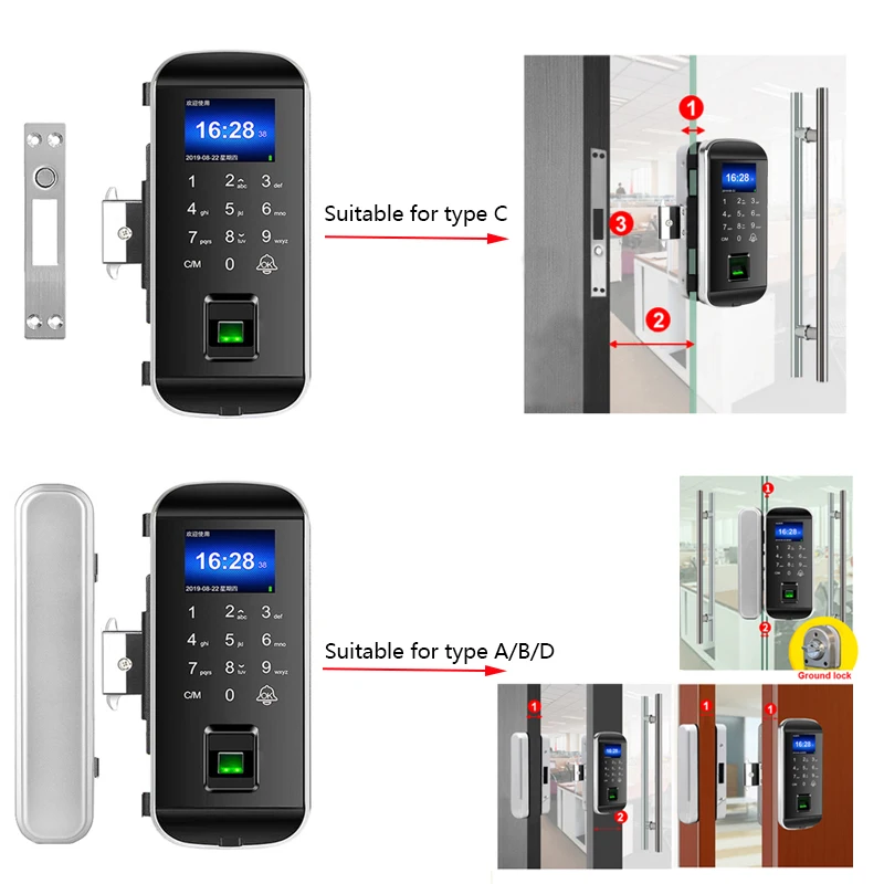 Controllare la nuova serratura della porta vetrosa porta scorrevole dell'arrivo Keyless Electric Fingerprint Lock con blocco della porta della smart card a tastiera touch
