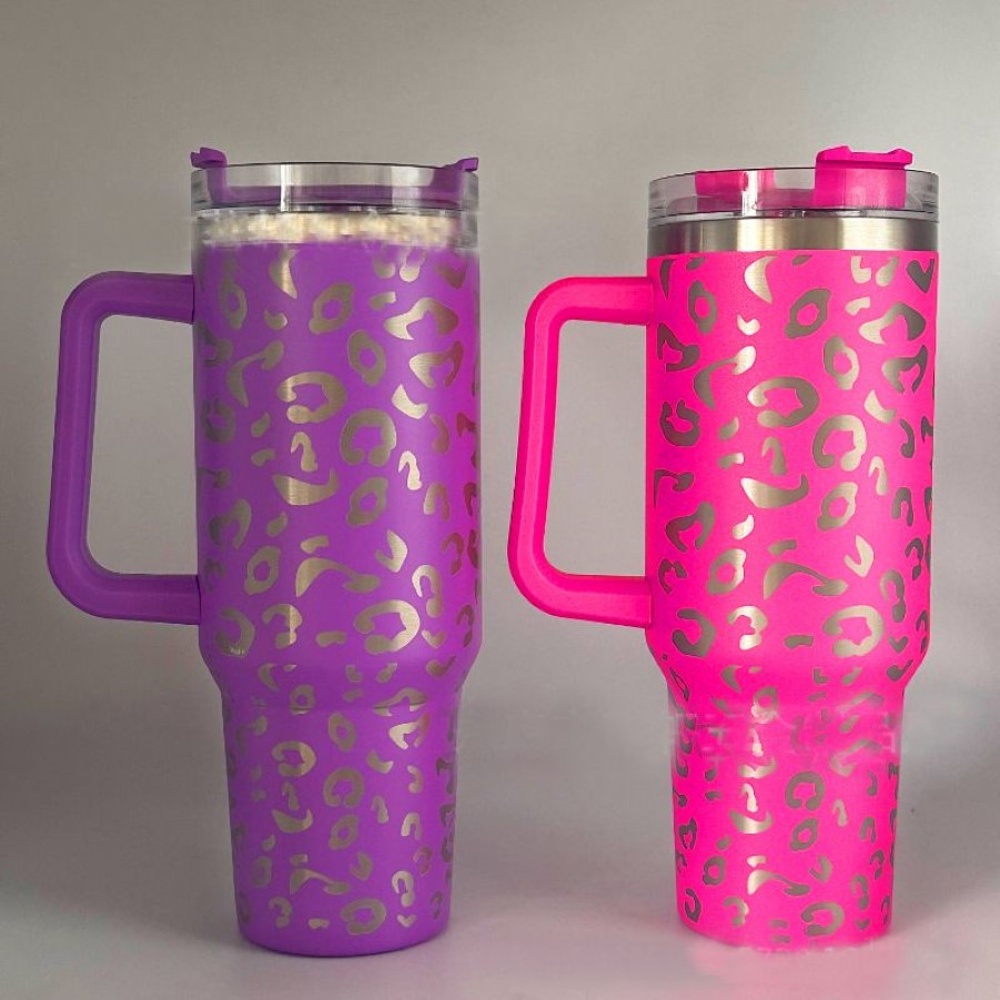 New Leopard Pattern 304 Stainless Steel Insulation Cup 40oz Handle Cup Car Cup High Capacity Beer Cup9705770195r