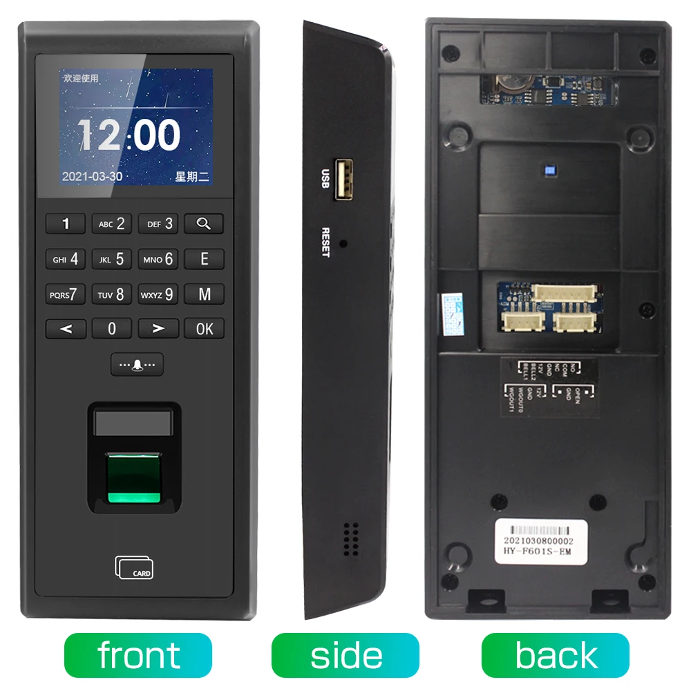 Controle TCP/IP Impressão digital RFID 125KHz Participação de tempo de acesso Smart Access Control Kit Kit Standalone Tecl.