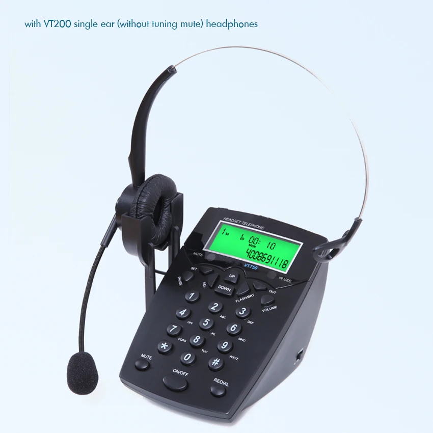 Earphones Handsfree Call Center Dialpad Corded Telephone with Monaural/Binaural Headset Headphones Tone Dial Key Pad for House Call Center