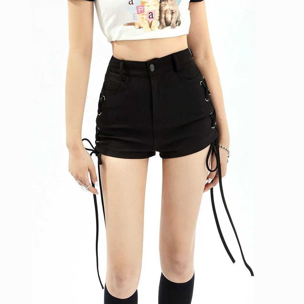 Women's Shorts Bandage Sexy Y2k Shorts Women Strtwear Gothic Mini High Waist Lace Up Casual Tight Black Goth Club Fashion Summer Hot Pants Y240420