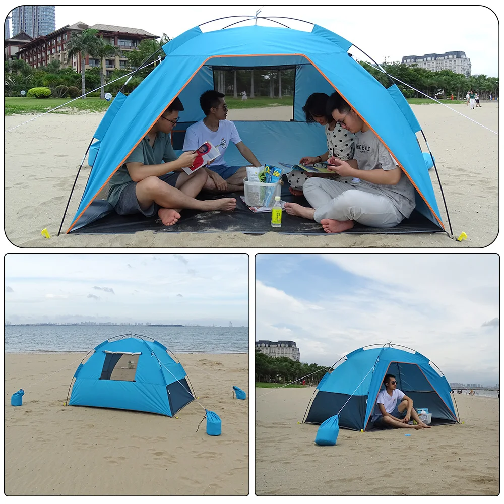 Аксессуары 4 человека Большой пляжный палаток Семейный анти UV Outdoor Sun Shelter Shade Sunshade Umbrella для садового парка барбек