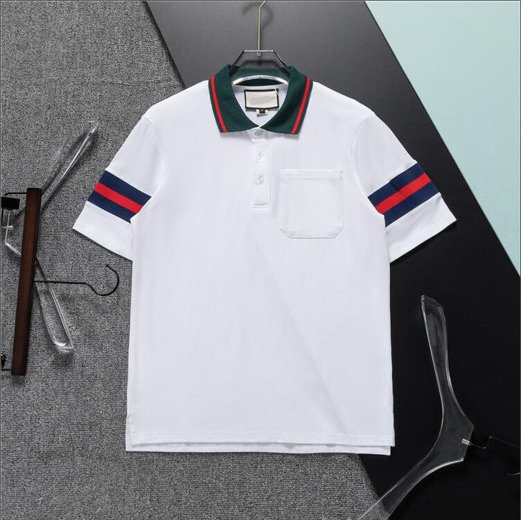 2024ss designer stripe polo shirt t shirts snake polos bee floral embroidery mens High street fashion horse polo T-shirt#188