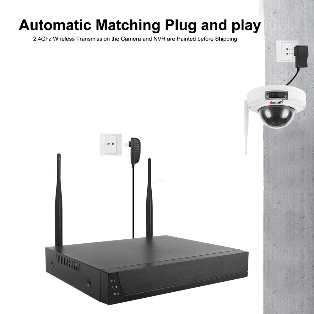 Camera's 4CH 5MP 2MP WiFi Dome Camera IP -systeem Home Video Surveillance Kit AI Face Detectie Outdoor 1080p Wifi Camera Wireless NVR Set