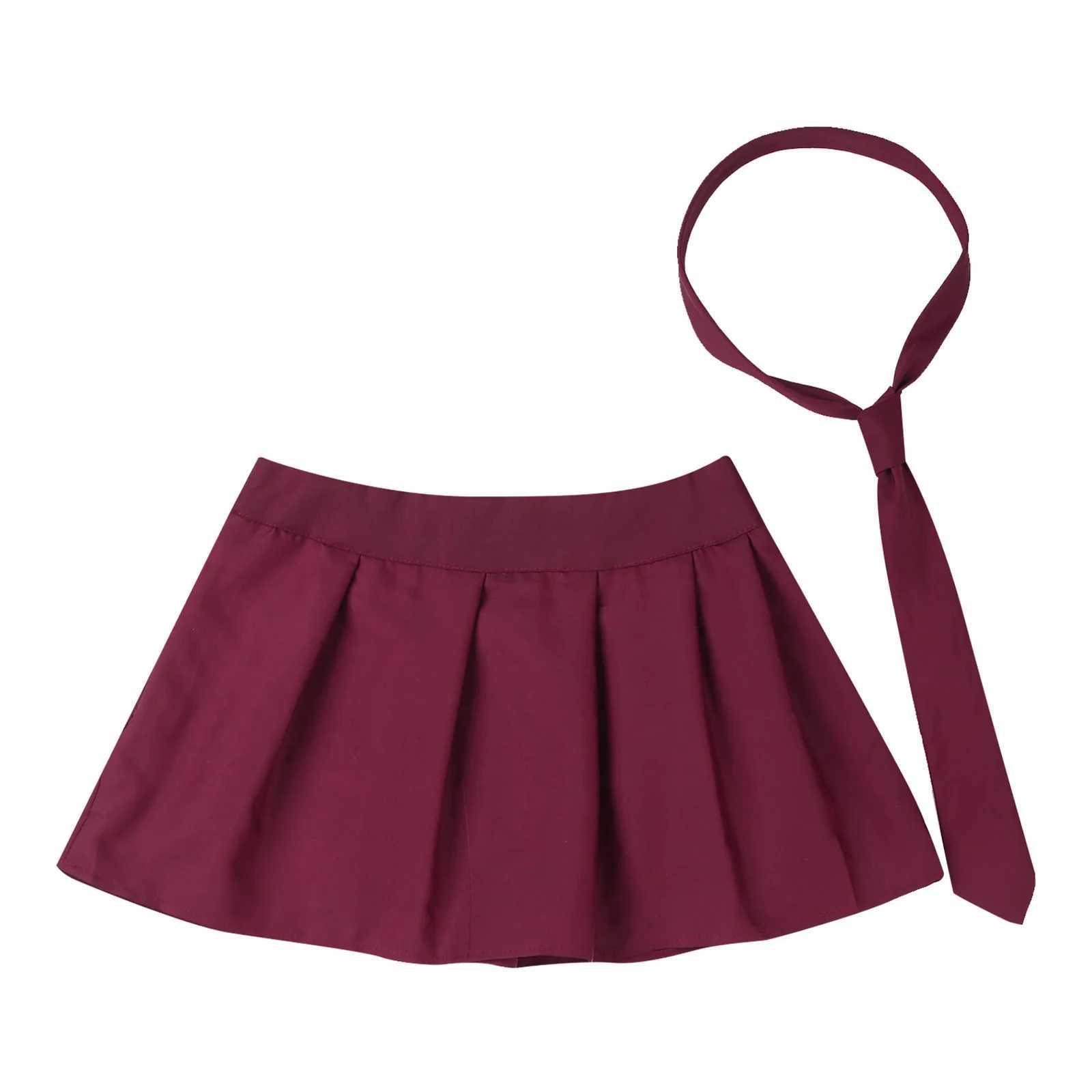 Skirts Female Japanese female student uniform skills role-playing come on fancy dress ball suit zipper plain mini skirt with collar Y240420