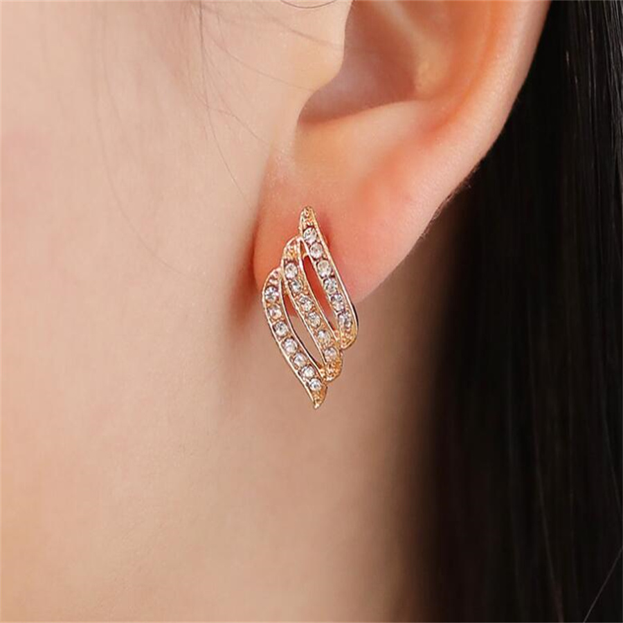 Korea Design -Strass -Clip auf Ohrringen kein Loch Frauen Einfacher eleganter Stil Ohrmanschette Braut Hochzeitsfeier Ohrringe Schmuck AB173