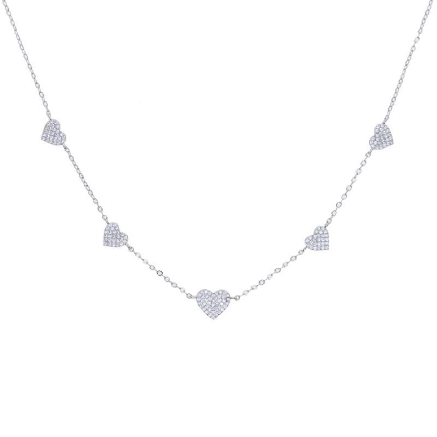 Gold Silver Color Minimal Delicate Heart Pendant Necklace Bling CZ Station Charm Choker Mors dag Gift Smycken Chains308a