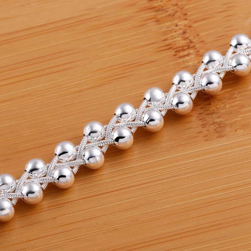 Chain Charm Silver Color Bracelets for Women Fine Braided beads Chain Fashion Wedding Party Christmas Gift High Quality Jewelry Y240420