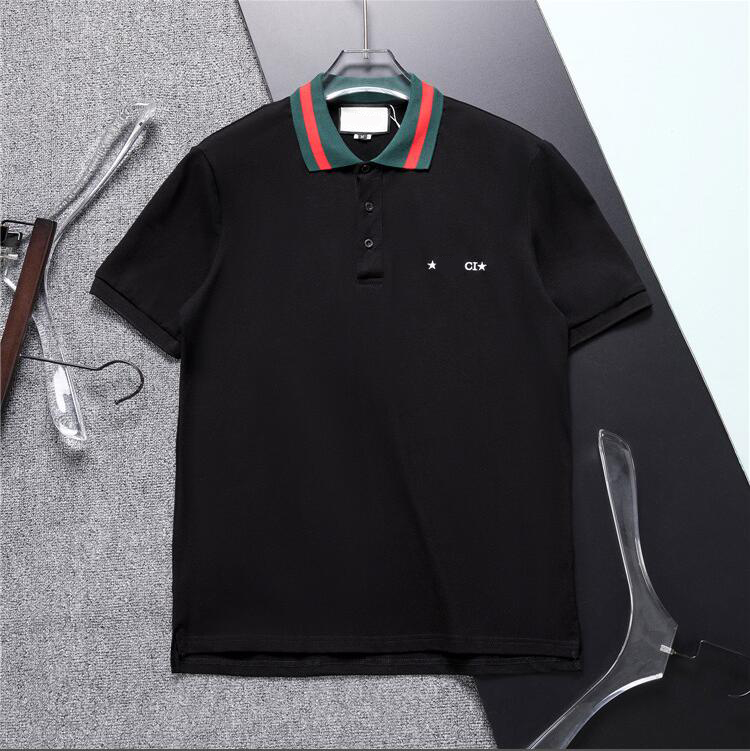 2024SS Stripe Polo Polo T-shirts Polos Snake Bee Floral Brodery Mens High Street Fashion Horse Polo T-shirt # 188