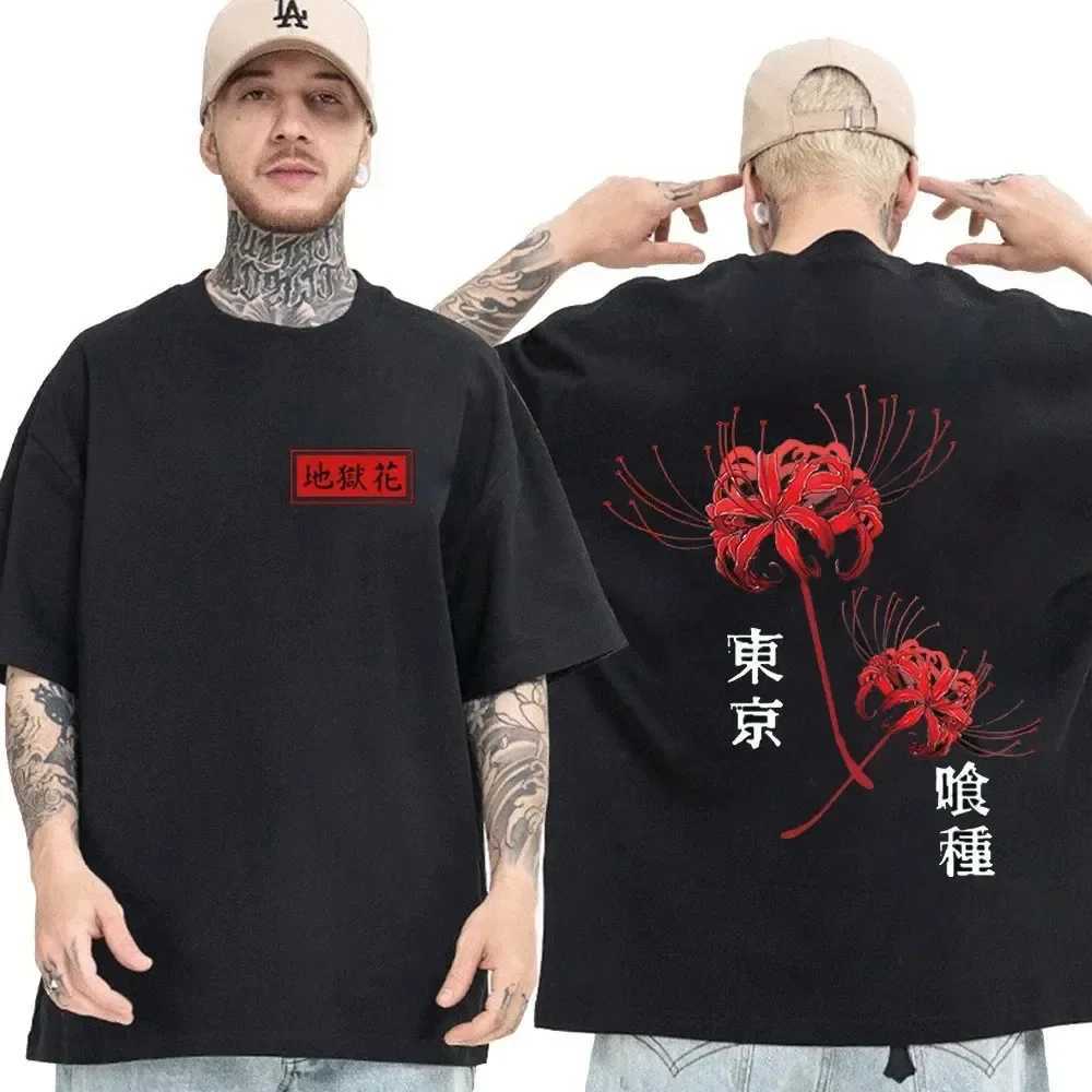 Men's T-Shirts Japanese Anime T-shirt Loose Oversized Men Cotton T-Shirt Fashion Casual Women Short Slves Harajuku Y2k Clothes T Strtwear Y240420