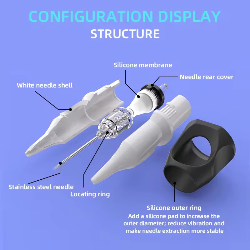 Производитель татуировки игол -картридж, используемый для прозрачной татуировки из нержавеющей стали из нержавеющей стали