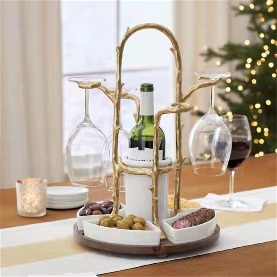 Nouveaux plats assiettes Gold Oak Resin Crafts Christmas Bowl Bowl Snack Rack Decoration Creative Memorial Home Living Room 2353