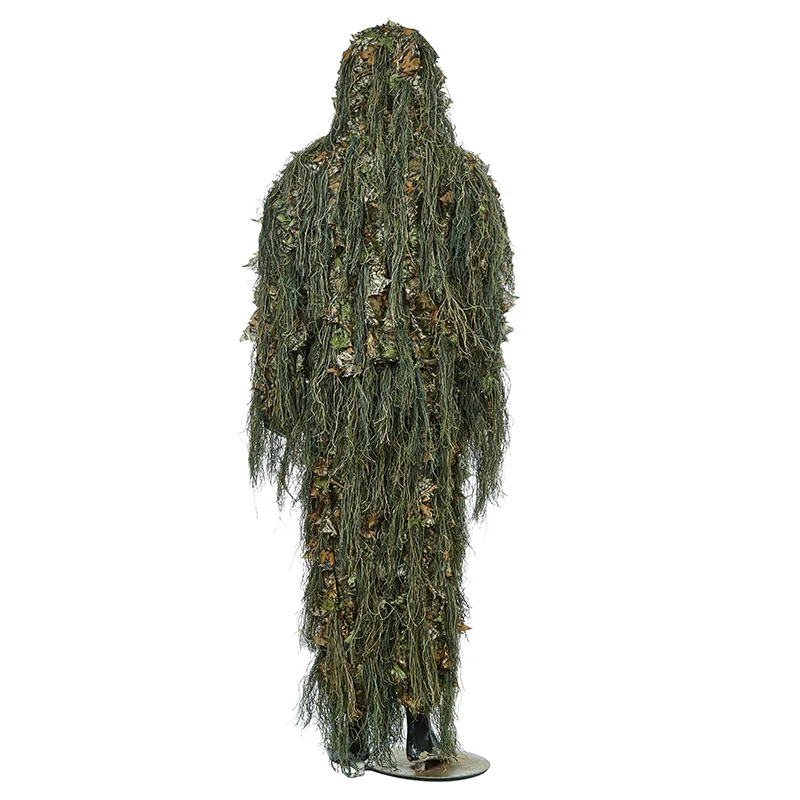 Sets Ghillie Suit Hunting Woodland 3D Bionic Leaf Disguise Uniform Cs Camouflage Suits Set Sniper Jungle Train Hunting Cloth