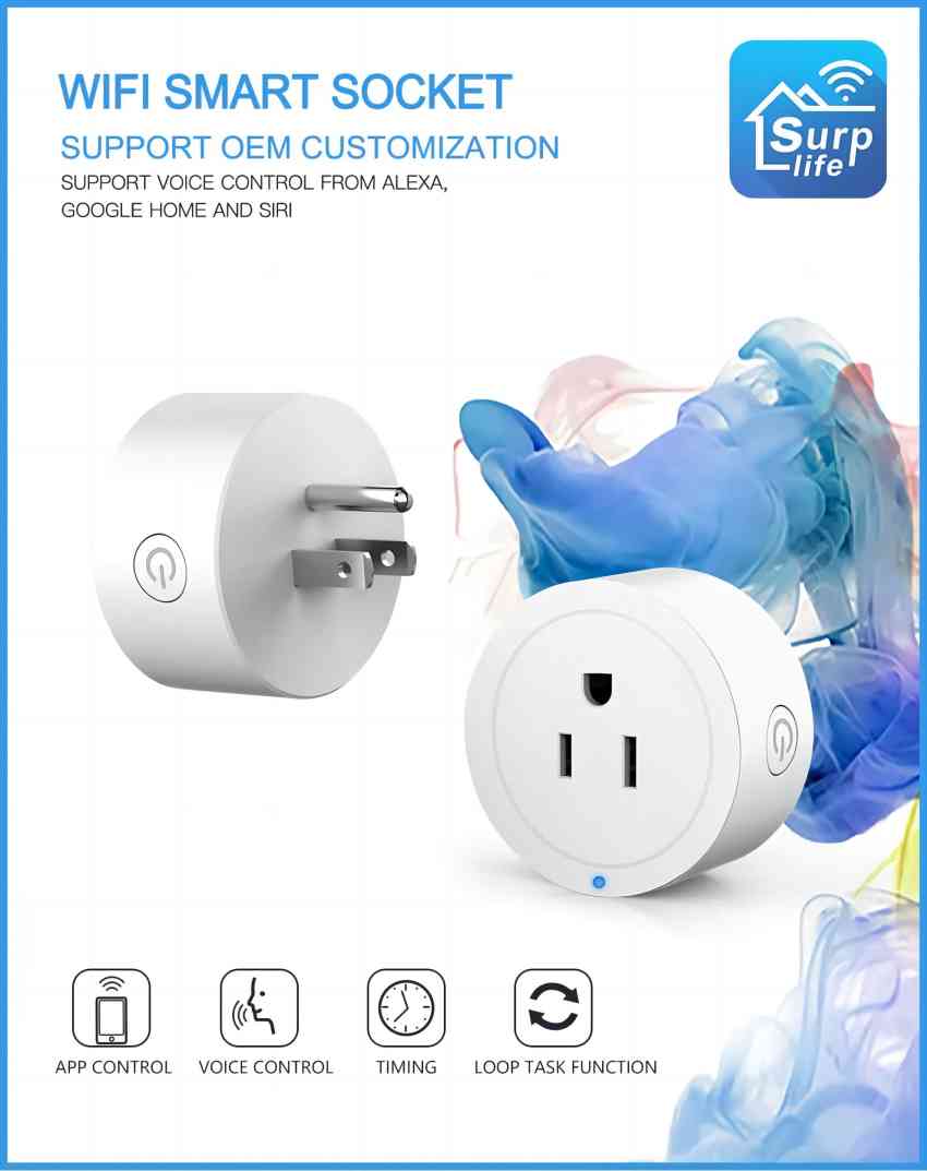 US Smart Plug Mini Smart Socket WiFi 10A Remote Vioce Group Surplife App Control Timing Smart Home Alexa Google Home