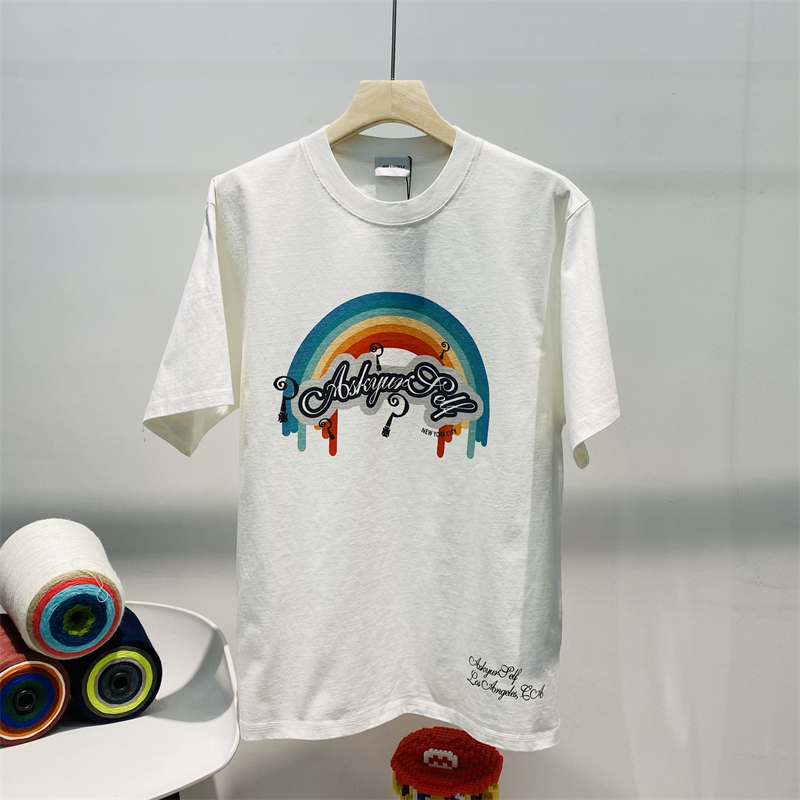 2024 Sommer Kurzarm T-Shirt Graffiti Brief gewaschene alte Fashion Casual Round Neck T-Shirts