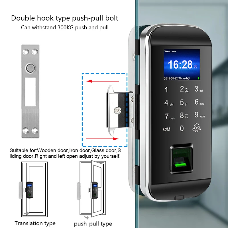 Controllare la nuova serratura della porta vetrosa porta scorrevole dell'arrivo Keyless Electric Fingerprint Lock con blocco della porta della smart card a tastiera touch