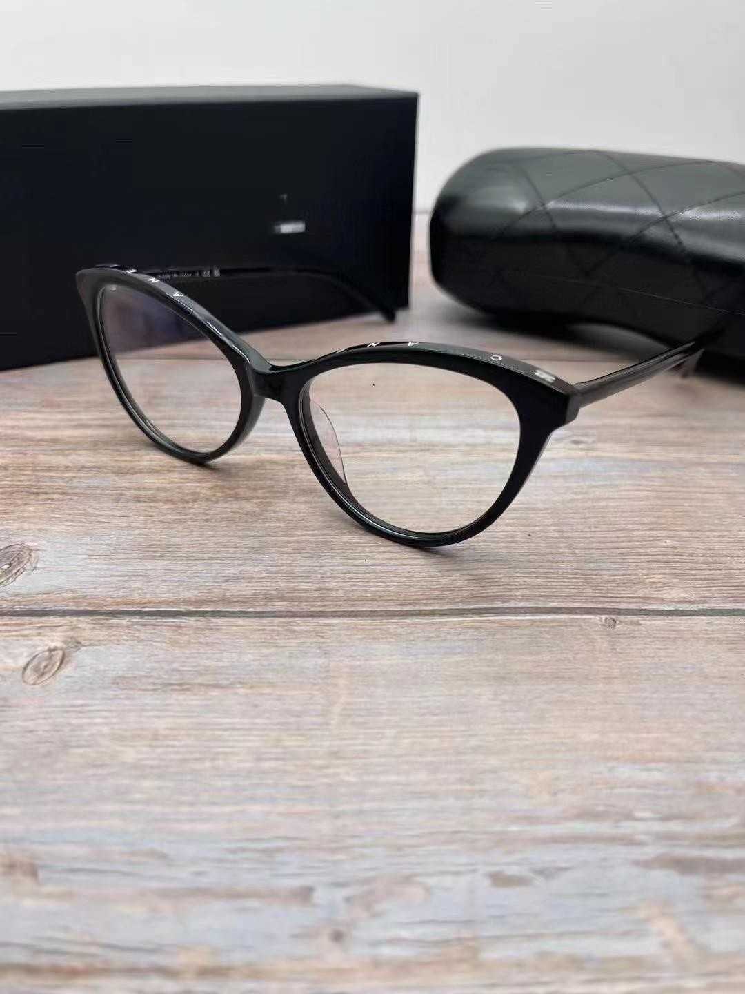 Designer zonnebrillen Xiaoxiang bril Frame vrouwelijke mode internet beroemdheid Black bord katten oogvlakte blauw licht frame kan worden gekoppeld aan bijziendheid CH3393