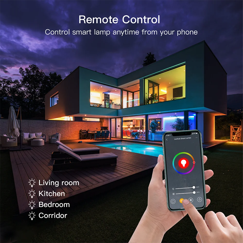 Controle laxihub slimme gloeilamp tuya wifi bol rgb kleur veranderen LED -licht e14 c37 110v 220V app compatibel Alexa Google Home 