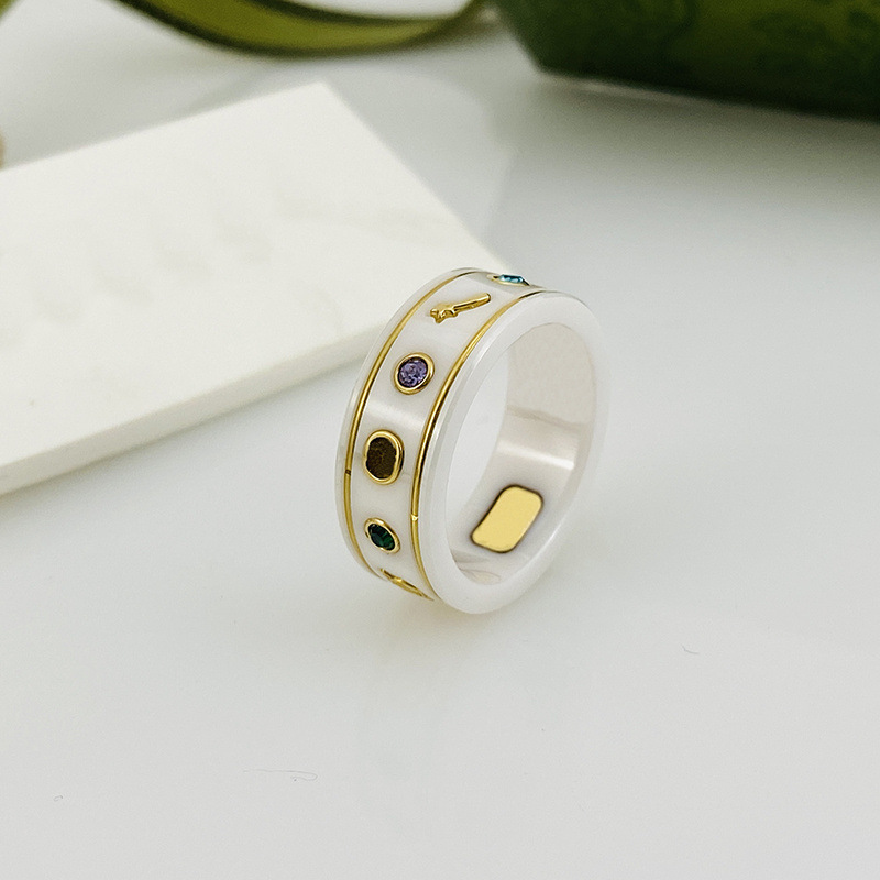 Moda de anel de ouro do Planeta de Ouro de alta qualidade para homens mulheres unissex cerâmica designer de chips g de letra jóias presentes de aniversário de aniversário r023 s ifts
