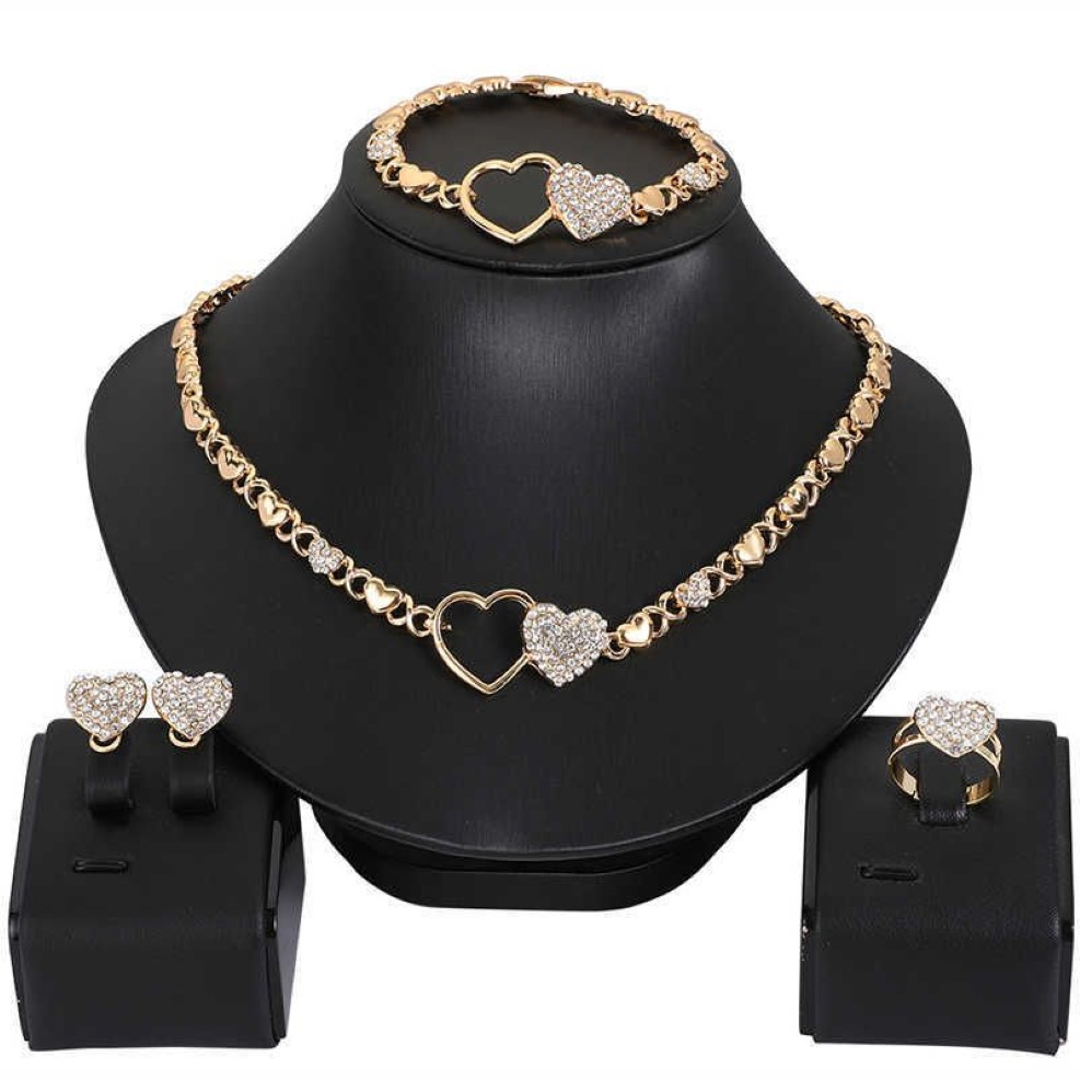 Afrikanska smycken set för kvinnors hjärthalsband set bröllop smyckesuppsättningar örhängen xoxo halsband armband gåvor 210619241p